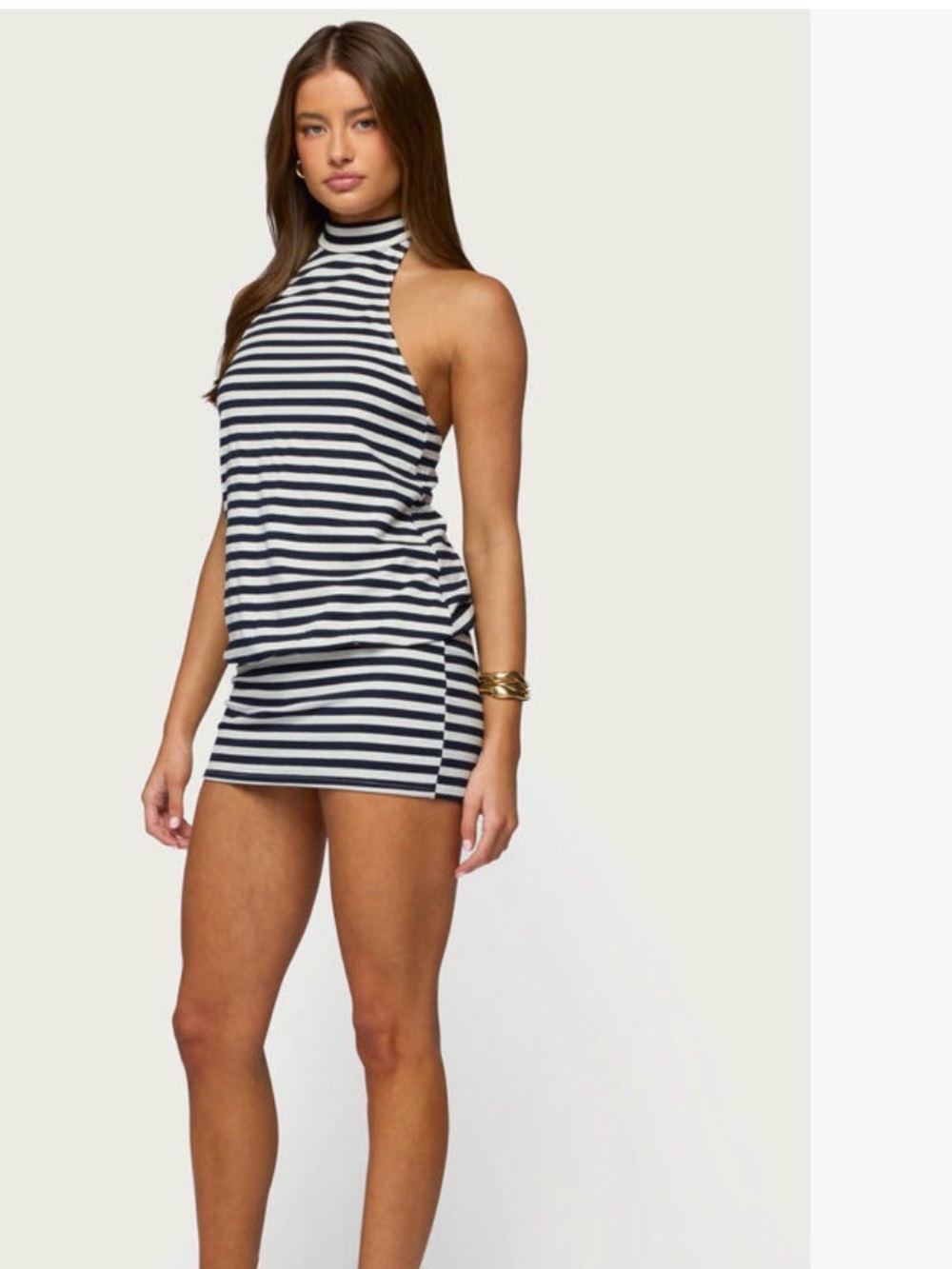 Edikted Milah striped halter neck dress size small